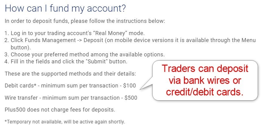 Plus500 Futures Deposits